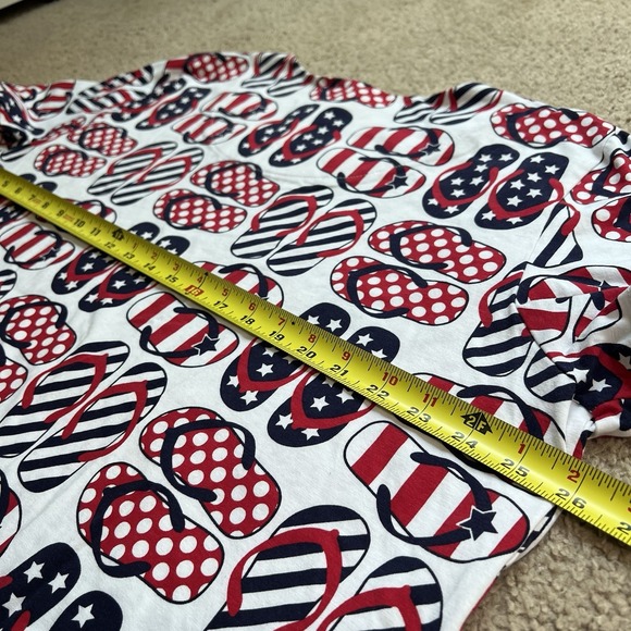 ALFRED DUNNER Patriotic Red White Blue Top Tee Shirt Flip Flops 4th Of July XXL - Picture 7 of 7
